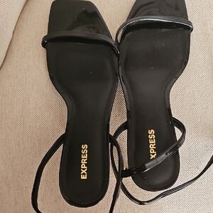 Express Black Strappy Heels Kitten Heel